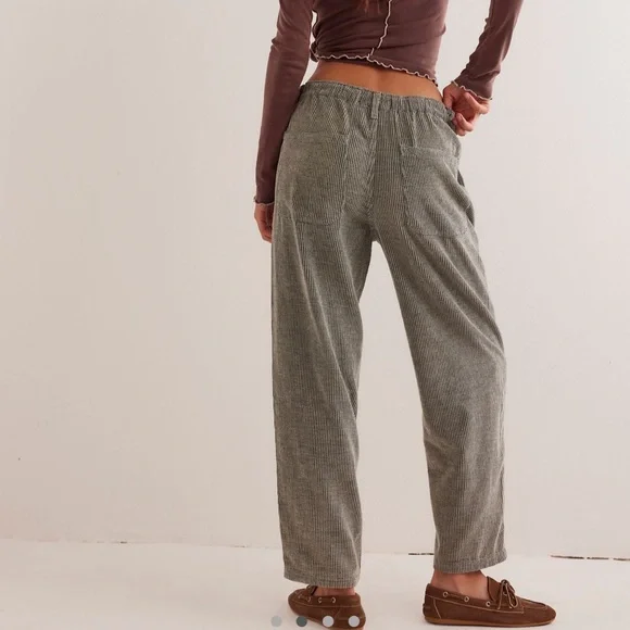 Free People Olive Green Corduroy Drawstring Pants - Picture 2 of 6